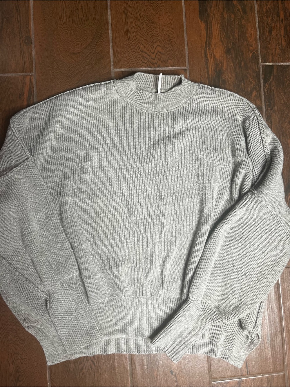 Free People Easy Street Tunic Oversized Gray Mock neck Ribbed Sweater Size XS